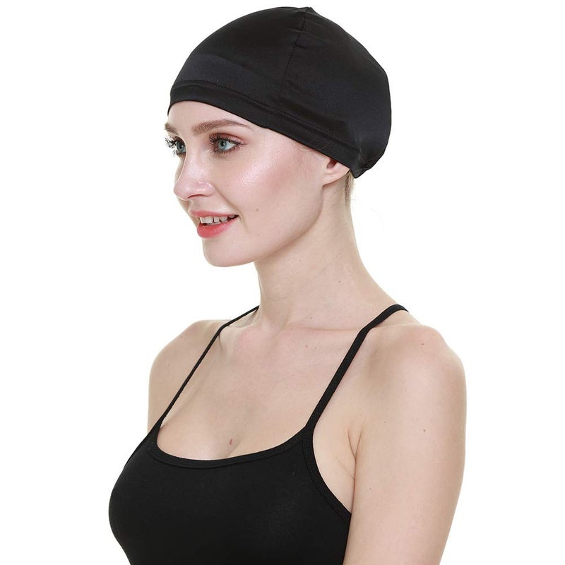 FocusCare Wig Cap,100% Mulberry Silk Hair Loss Cancer Women Bald Head Elastic Band Black - Image 1